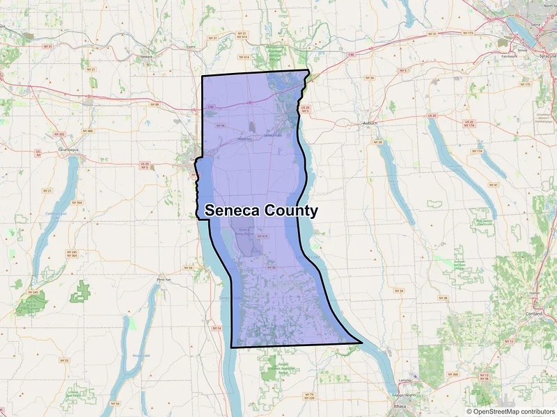 Map of Seneca County, New York and ZIP codes