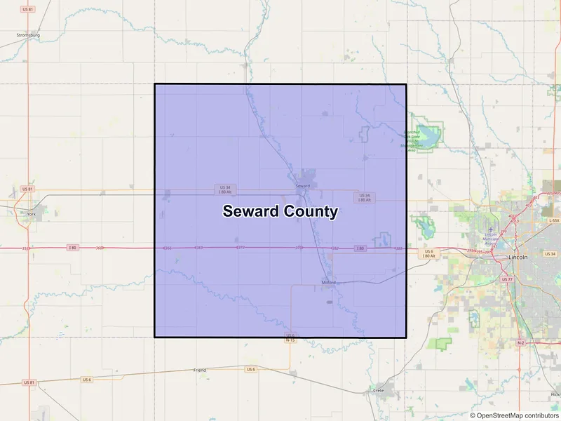 Map of Seward County, Nebraska and ZIP codes