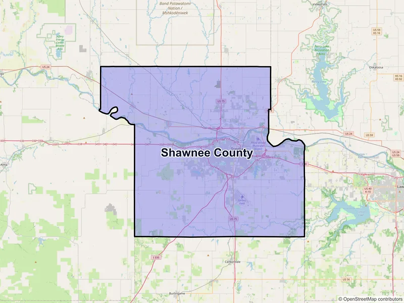 Map of Shawnee County, Kansas and ZIP codes