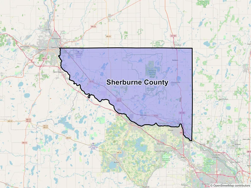 Map of Sherburne County, Minnesota and ZIP codes