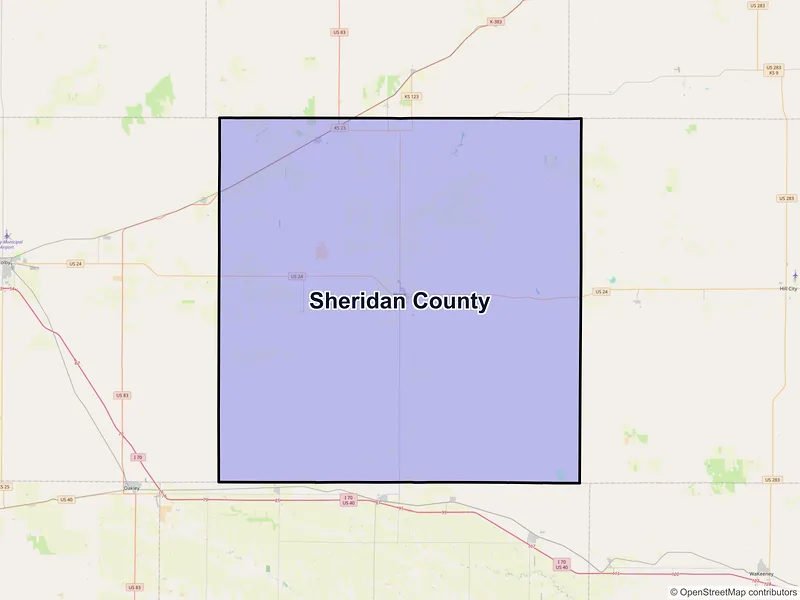 Map of Sheridan County, Kansas and ZIP codes