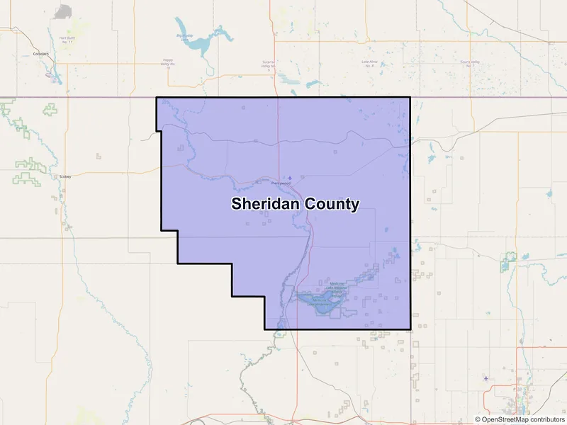 Map of Sheridan County, Montana and ZIP codes