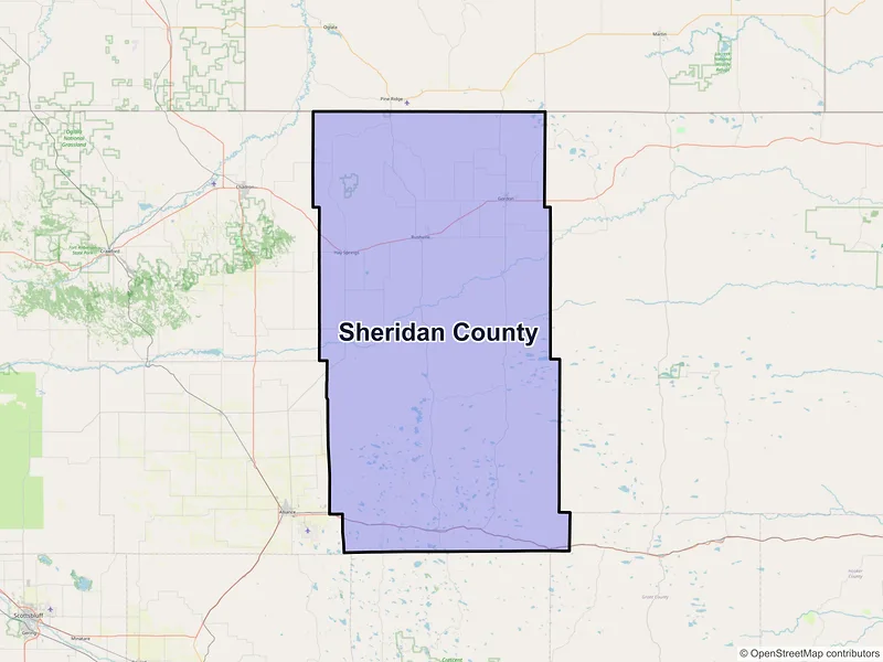 Map of Sheridan County, Nebraska and ZIP codes