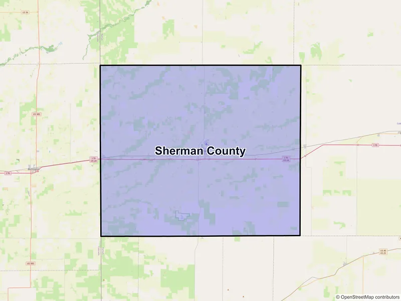 Map of Sherman County, Kansas and ZIP codes