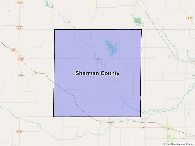 Map of Sherman County, Nebraska and ZIP codes