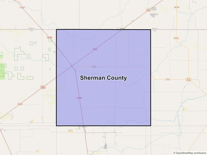 Map of Sherman County, Texas and ZIP codes