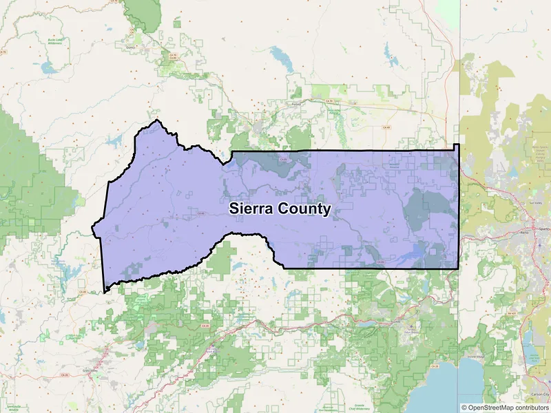 Map of Sierra County, California and ZIP codes