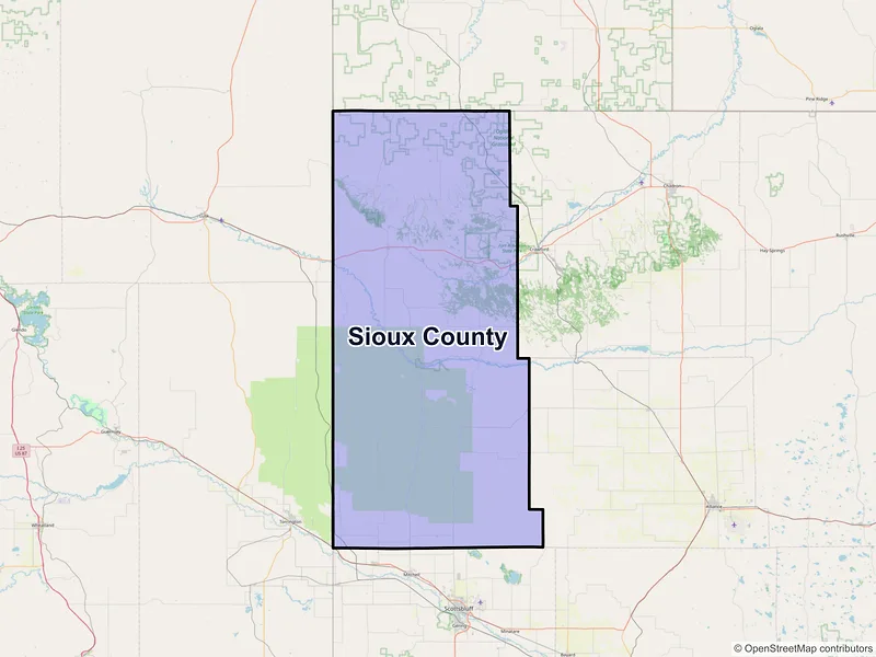 Map of Sioux County, Nebraska and ZIP codes