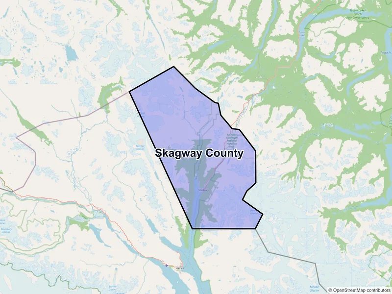 Map of Skagway County, Alaska and ZIP codes