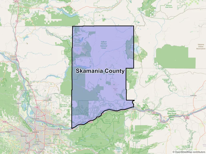 Map of Skamania County, Washington and ZIP codes