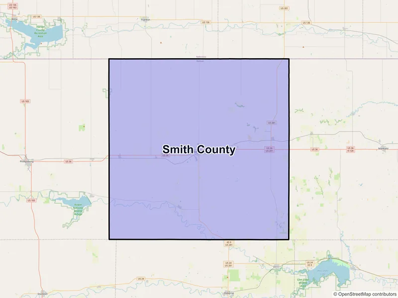 Map of Smith County, Kansas and ZIP codes