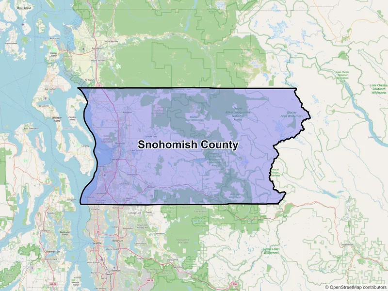 Map of Snohomish County, Washington and ZIP codes