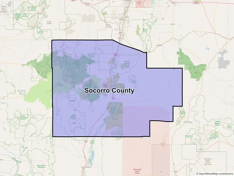 Map of Socorro County, New Mexico and ZIP codes
