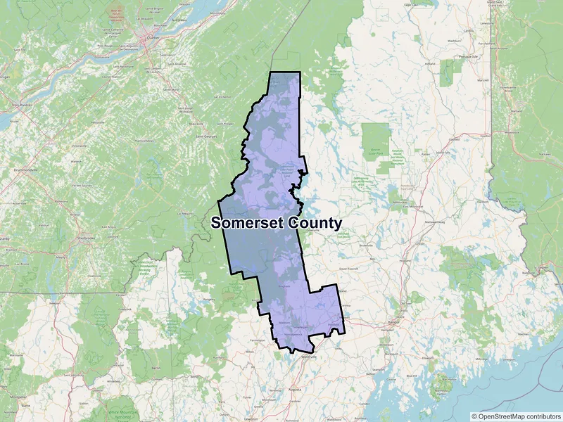 Map of Somerset County, Maine and ZIP codes