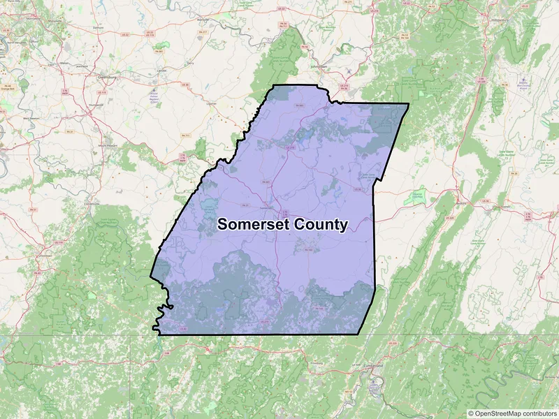Map of Somerset County, Pennsylvania and ZIP codes