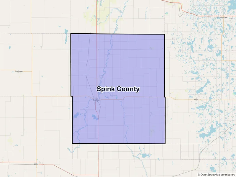 Map of Spink County, South Dakota and ZIP codes