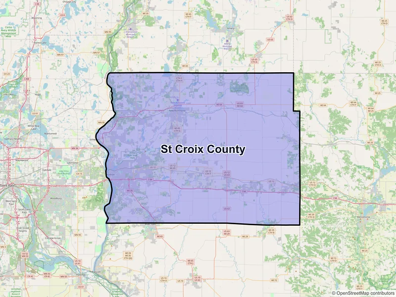 Map of St. Croix County, Wisconsin and ZIP codes