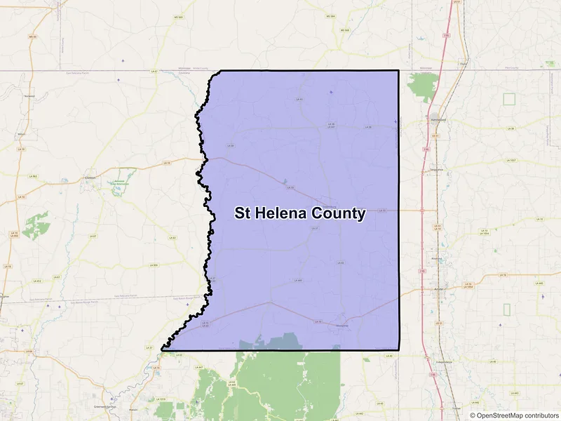 Map of St. Helena County, Louisiana and ZIP codes