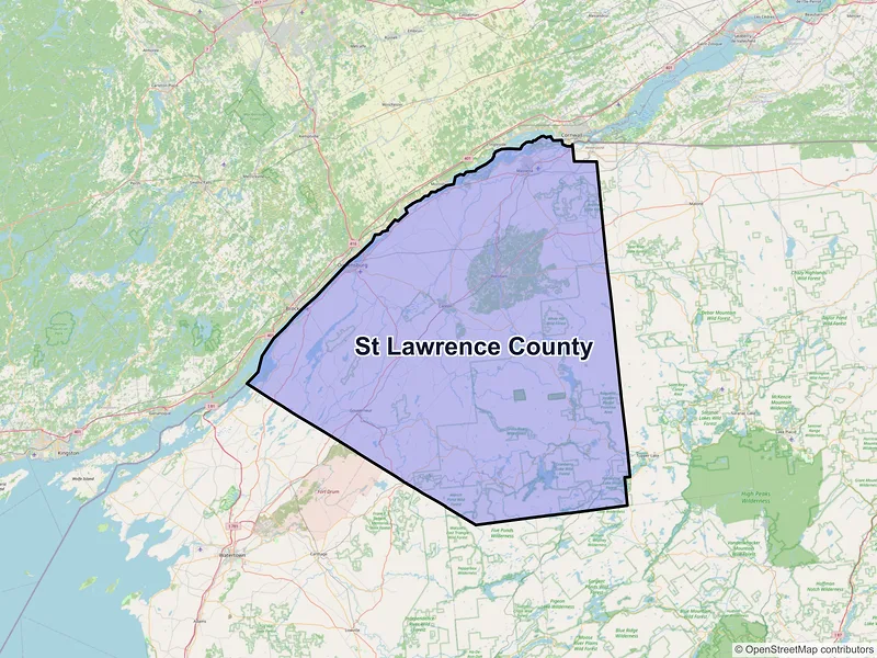 Map of St. Lawrence County, New York and ZIP codes