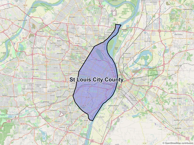 Map of St. Louis County, Missouri and ZIP codes