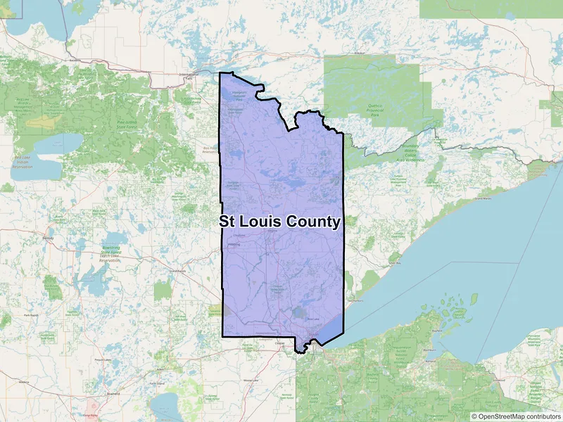 Map of St. Louis County, Minnesota and ZIP codes