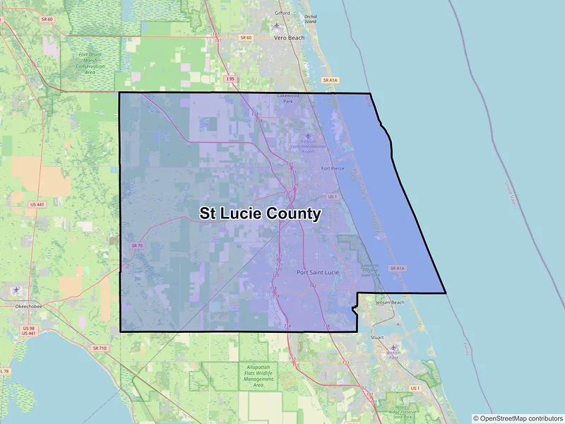 Map of St. Lucie County, Florida and ZIP codes