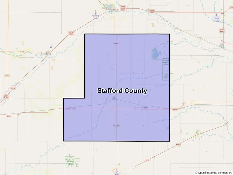 Map of Stafford County, Kansas and ZIP codes
