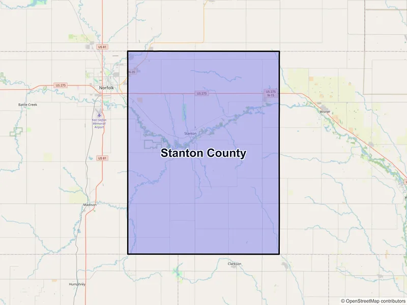Map of Stanton County, Nebraska and ZIP codes