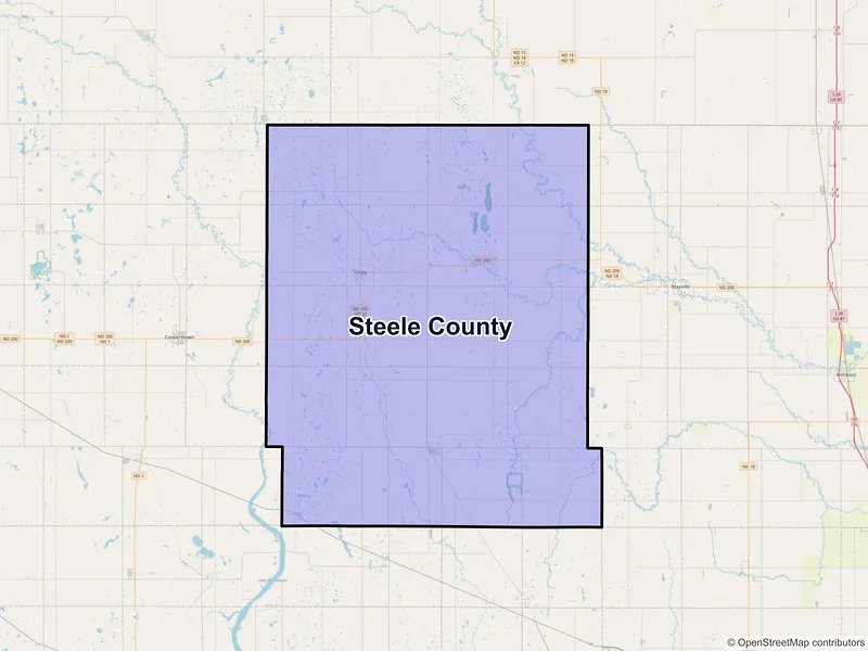 Map of Steele County, North Dakota and ZIP codes