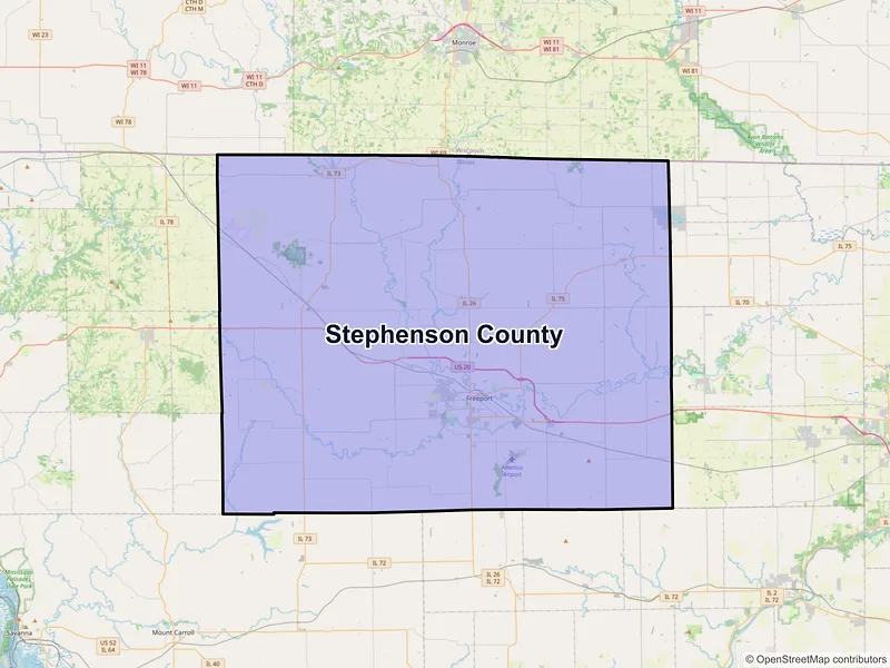 Map of Stephenson County, Illinois and ZIP codes