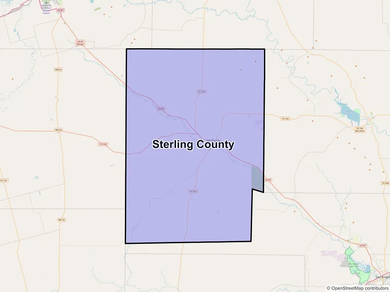 Map of Sterling County, Texas and ZIP codes