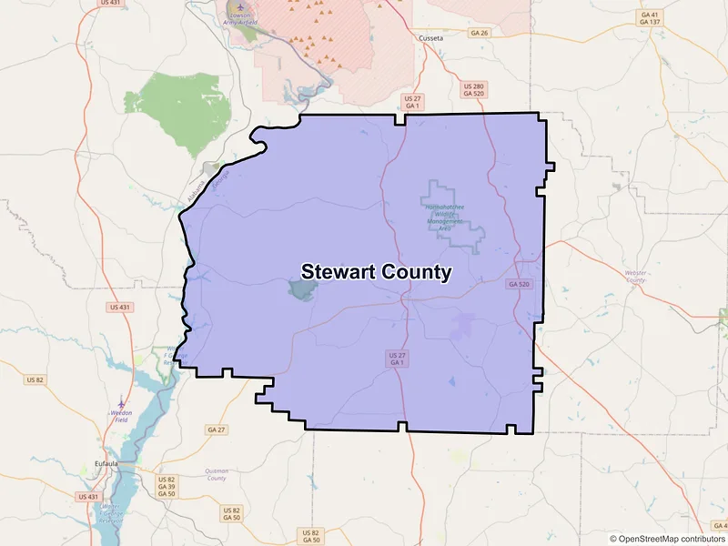 Map of Stewart County, Georgia and ZIP codes