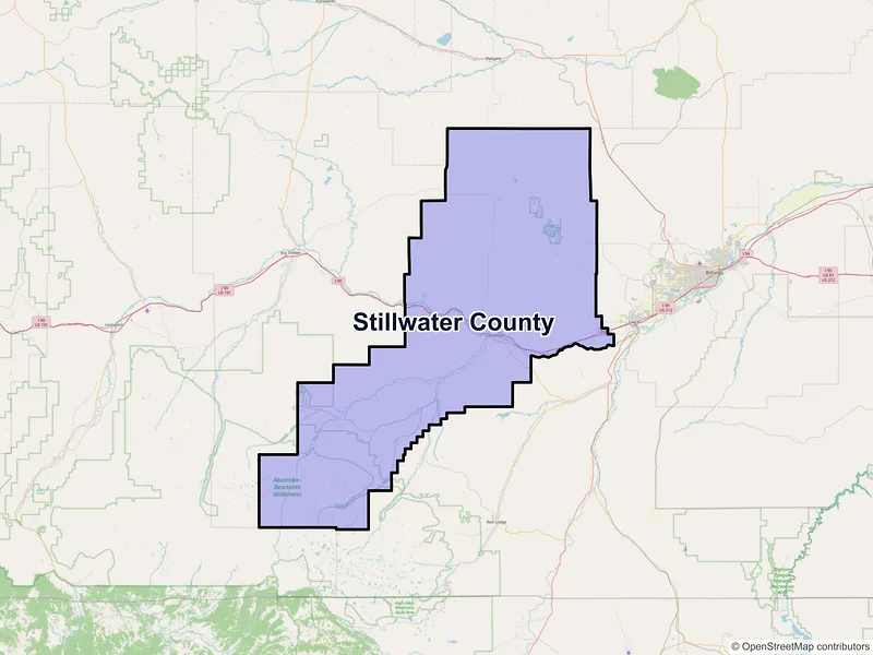 Map of Stillwater County, Montana and ZIP codes
