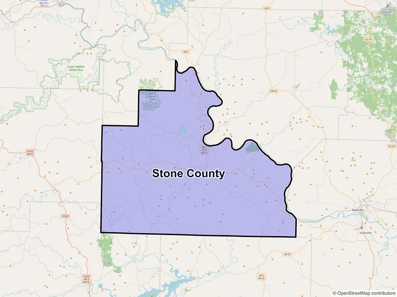 Map of Stone County, Arkansas and ZIP codes