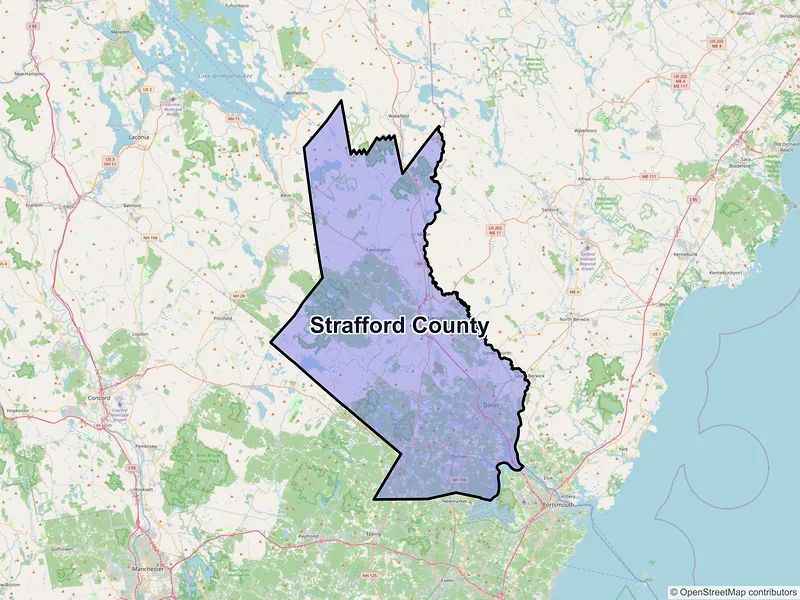 Map of Strafford County, New Hampshire and ZIP codes