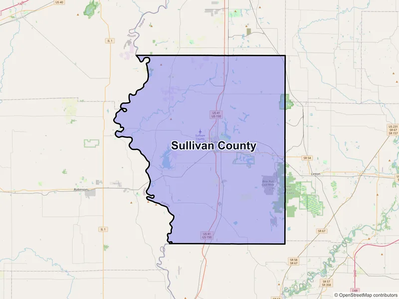 Map of Sullivan County, Indiana and ZIP codes