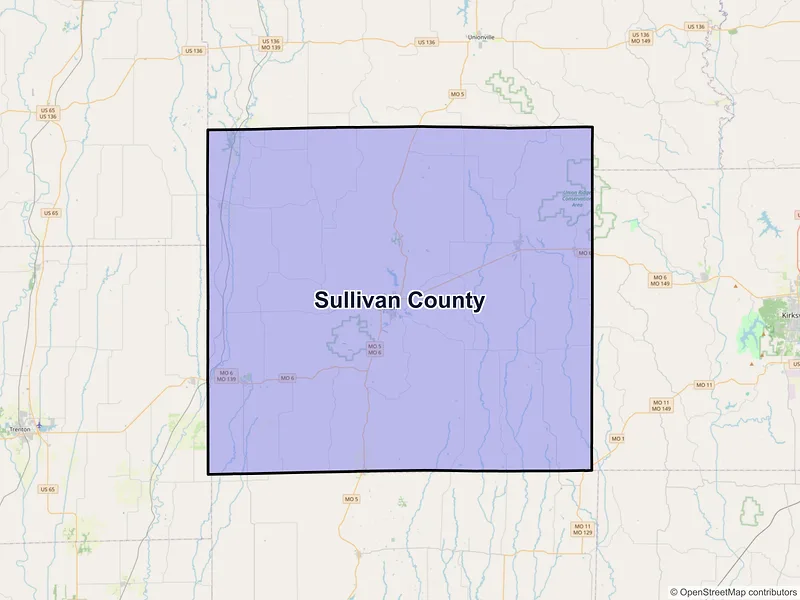 Map of Sullivan County, Missouri and ZIP codes