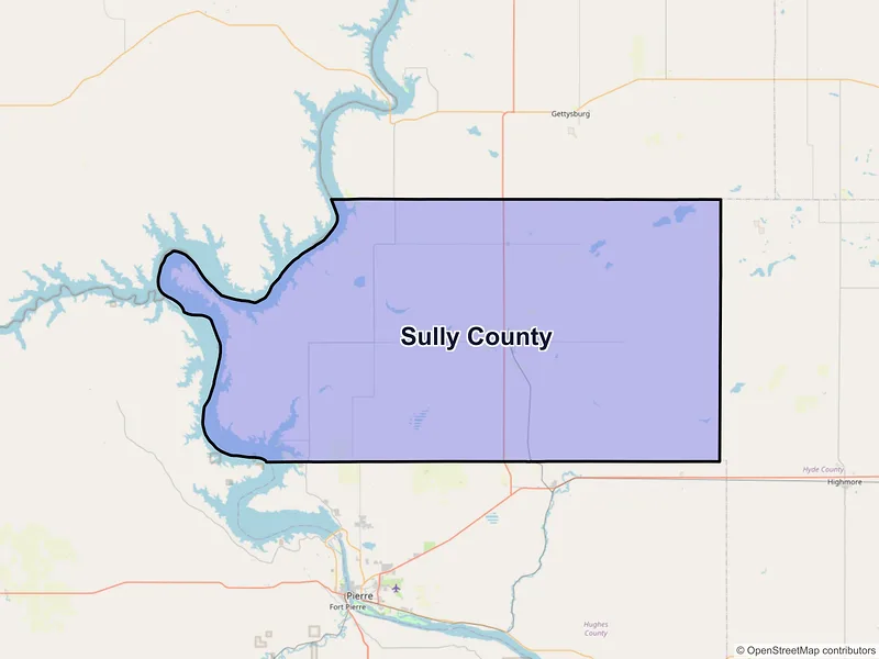 Map of Sully County, South Dakota and ZIP codes