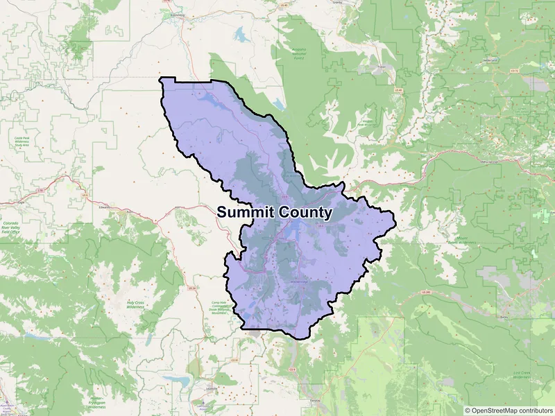 Map of Summit County, Colorado and ZIP codes