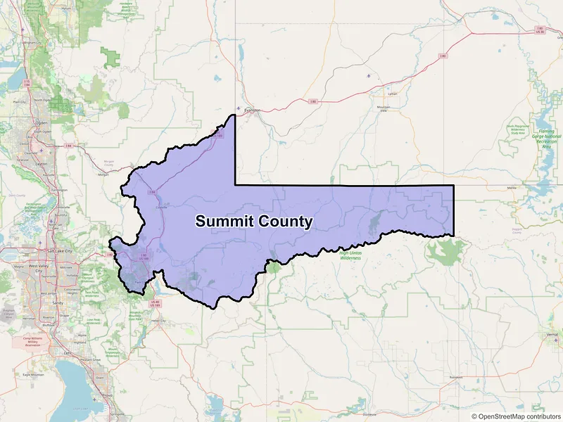 Map of Summit County, Utah and ZIP codes