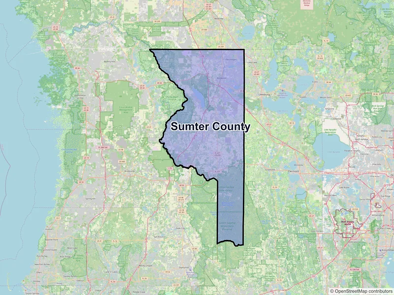 Map of Sumter County, Florida and ZIP codes