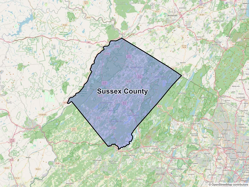 Map of Sussex County, New Jersey and ZIP codes
