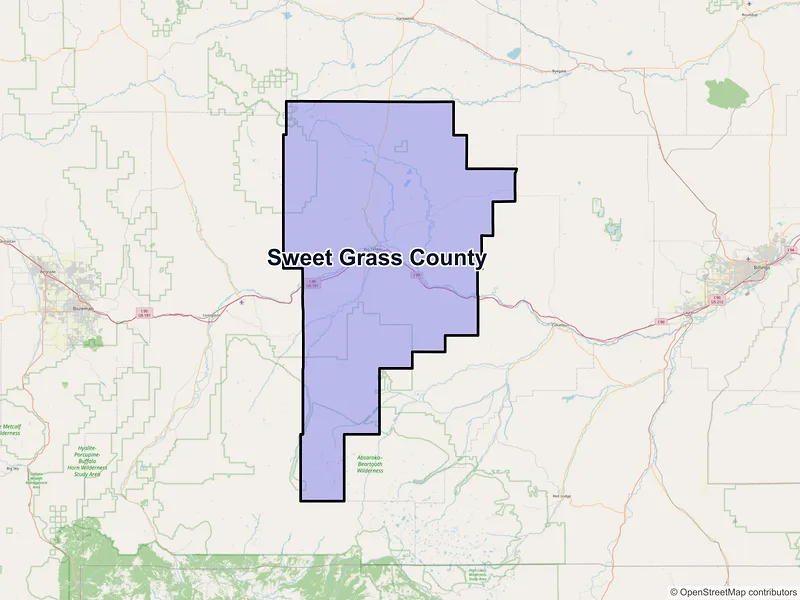 Map of Sweet Grass County, Montana and ZIP codes