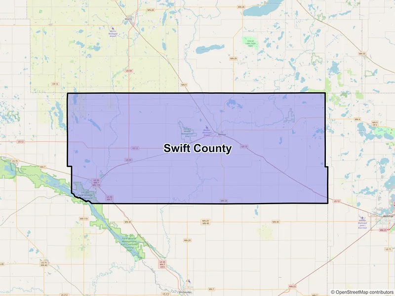 Map of Swift County, Minnesota and ZIP codes