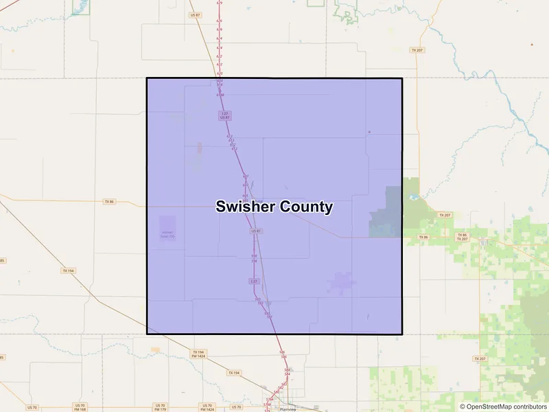Map of Swisher County, Texas and ZIP codes