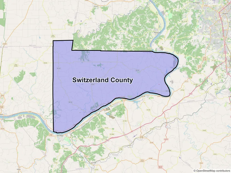 Map of Switzerland County, Indiana and ZIP codes