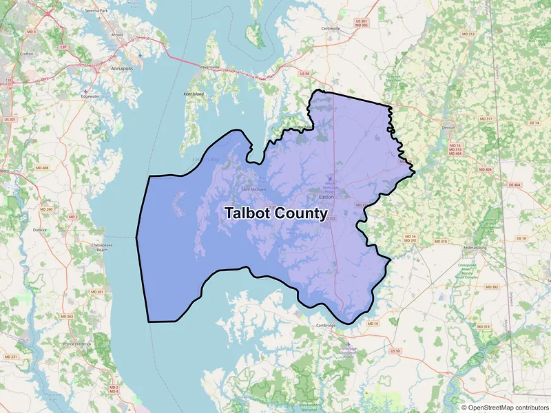 Map of Talbot County, Maryland and ZIP codes