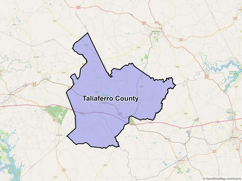 Map of Taliaferro County, Georgia and ZIP codes