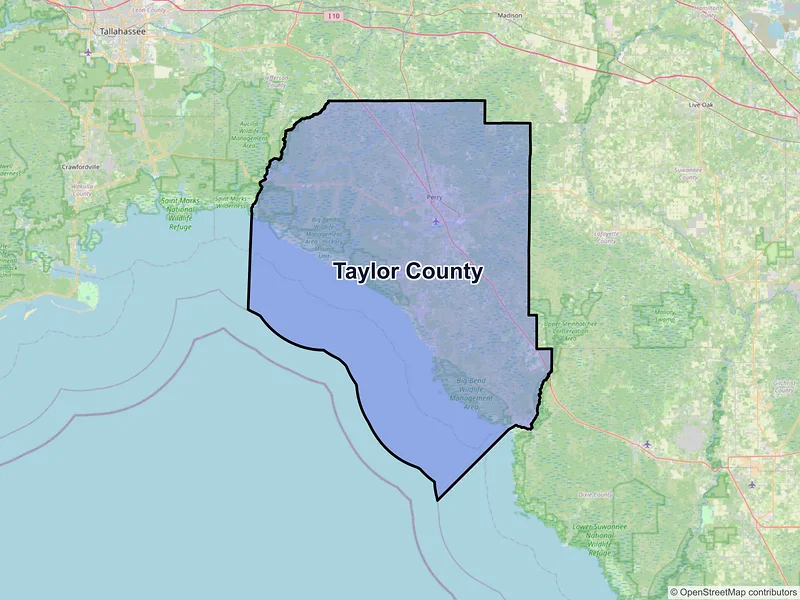 Map of Taylor County, Florida and ZIP codes