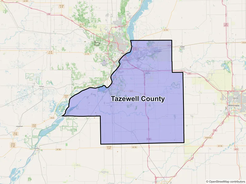 Map of Tazewell County, Illinois and ZIP codes